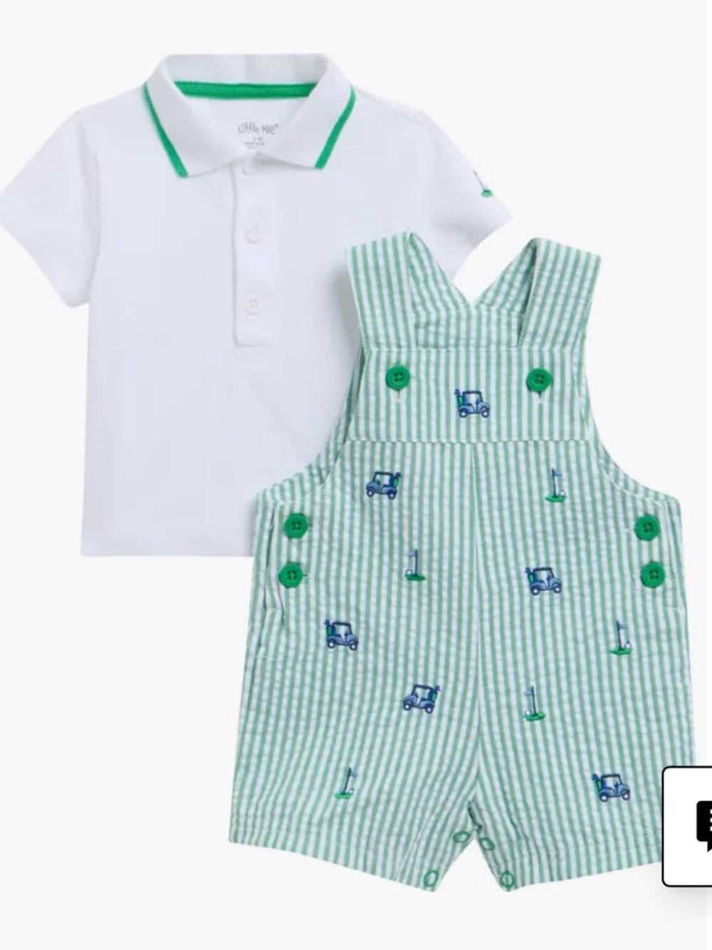 Little Me Golf Detail Polo Shirt & Shortall Set, Baby Boy 0-3 m, NWT